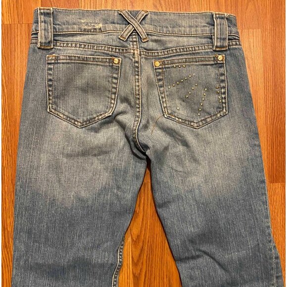 Vtg Allen B. by Allen Schwartz Coupa Flared Jeans Womans 27 29" Denim Bling Y2K - Picture 1 of 9